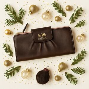 Coach Polished Leather Wallet | Gold Hardware | Blush Brown Bifold Holiday Gift